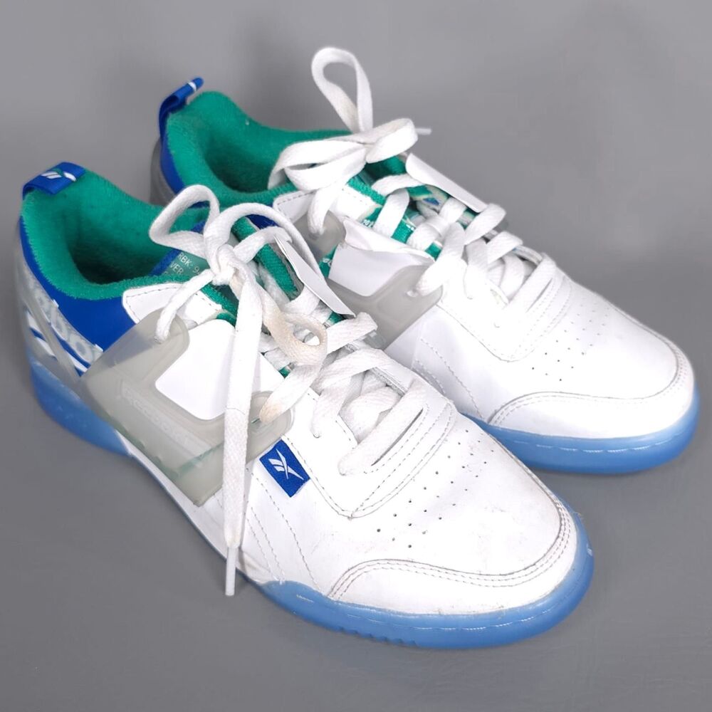 REEBOK Women’s Sneakers 6 Workout PLUS ATI Leather White Humble Blue EH1044
